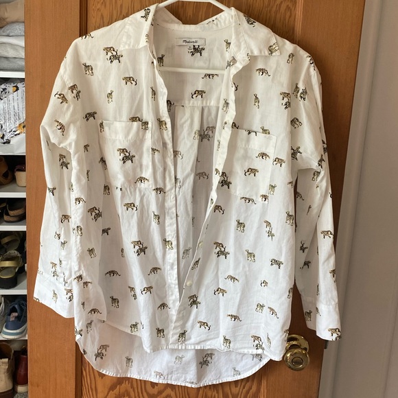 Madewell oversized White Button Up Shirt Leopard pattern - Picture 2 of 4